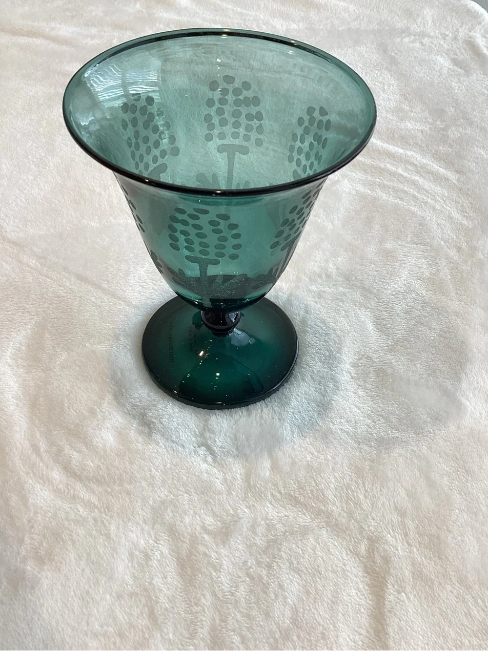Anthropologie Green Goblet Glass Alejandra New Set of 2 Borosilicate